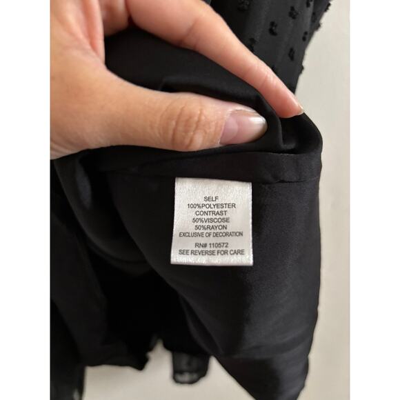 Twelfth Street by Cynthia Vincent Mini Dress 12 Black Eyelet Halter Neck Ruffles - Picture 10 of 15